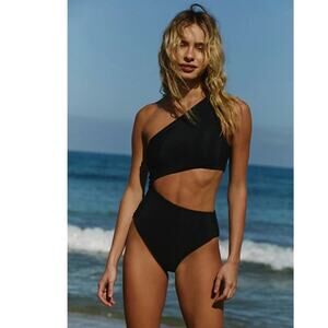 New FREE PEOPLE Beach Riot Celine Ribbed One-Piece Retail $148 X-SMALL Black